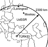 Reichweite der amerikanischen Raketen